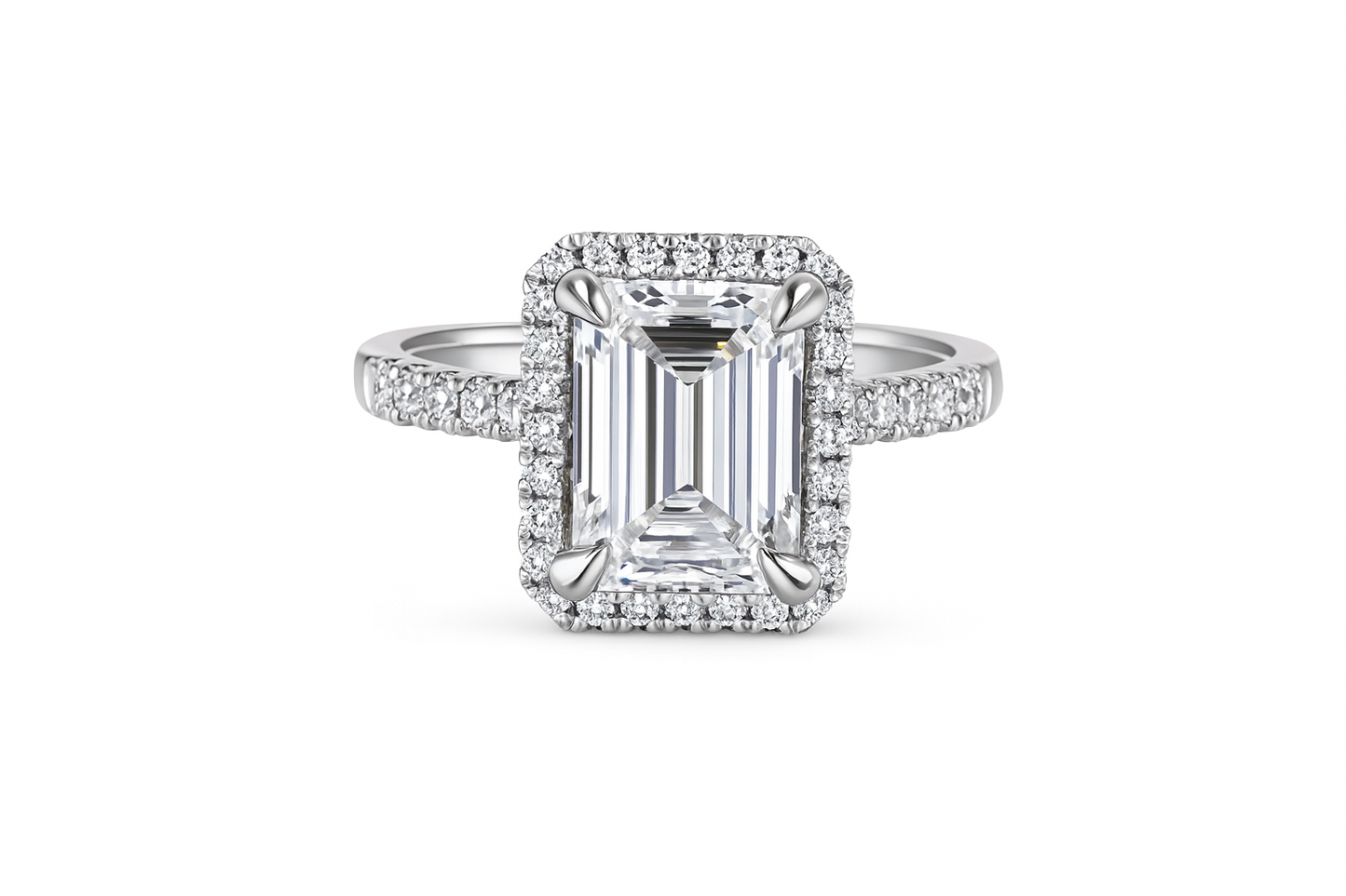 4.03ct Lab Grown Emerald Diamond Engagement Ring