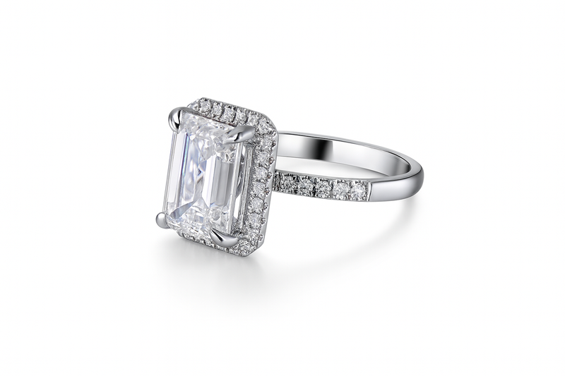 4.03ct Lab Grown Emerald Diamond Engagement Ring