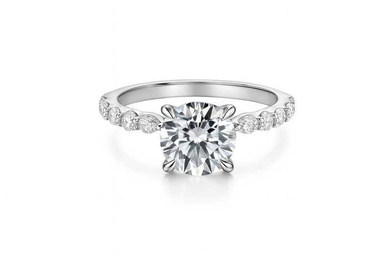 3.03ct Lab Grown Round Diamond Engagement Ring
