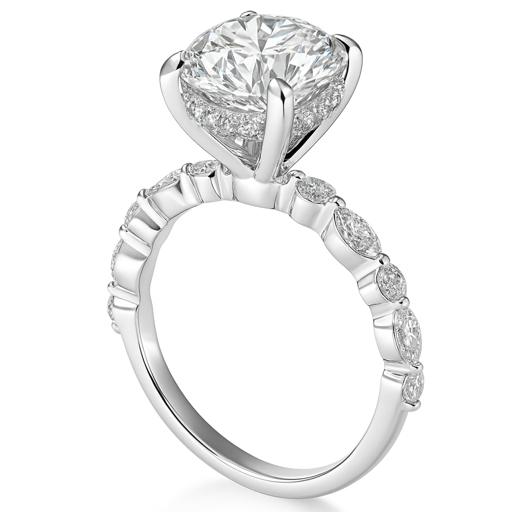 3.03ct Lab Grown Round Diamond Engagement Ring
