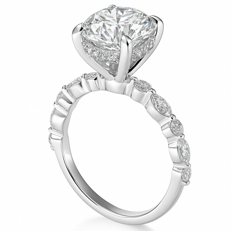 3.03ct Lab Grown Round Diamond Engagement Ring