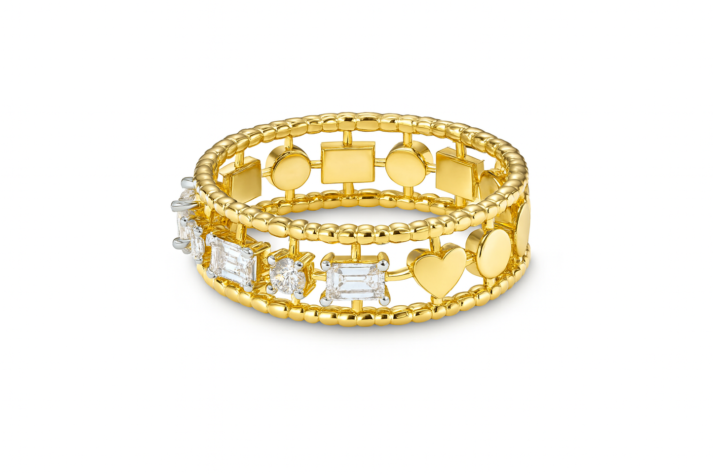 Baguette and Round Diamond Fashion Band