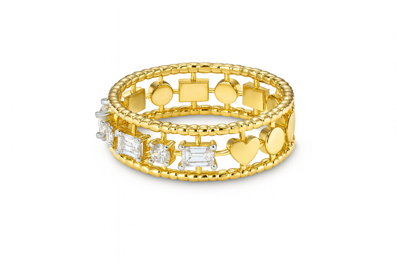 Baguette and Round Diamond Fashion Band