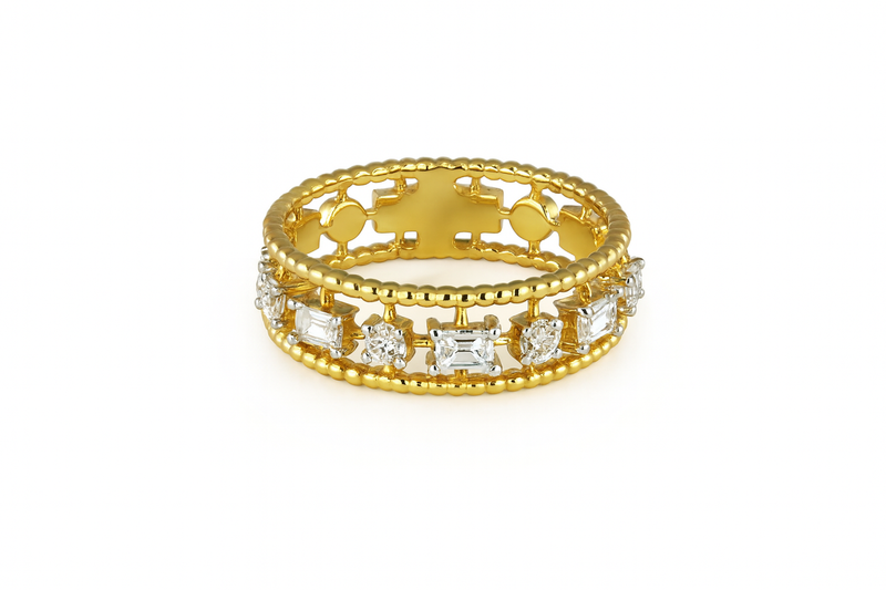 Baguette and Round Diamond Fashion Band