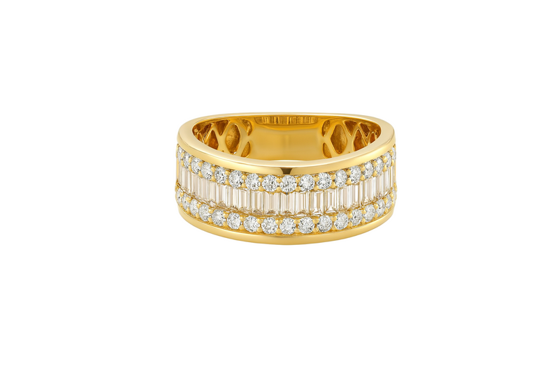 Baguette and Round Diamond Band
