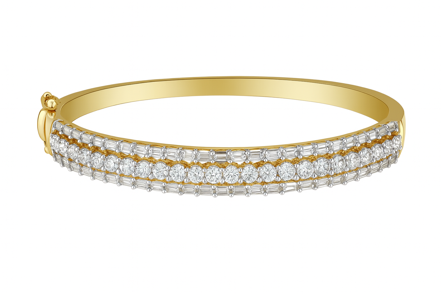 Baguette and Round Diamond Bangle