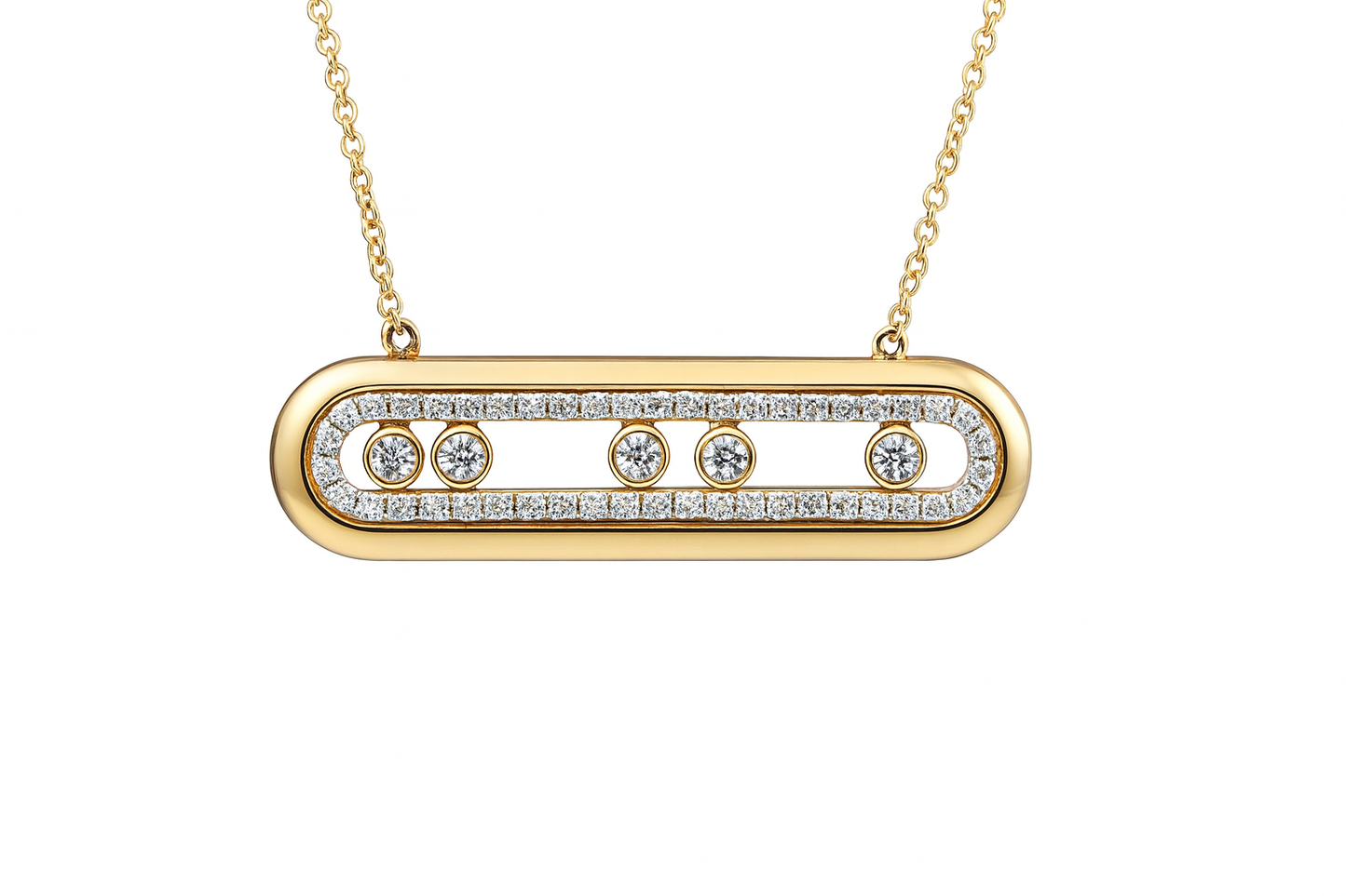 Floating Diamond Bezel Bar Pendant
