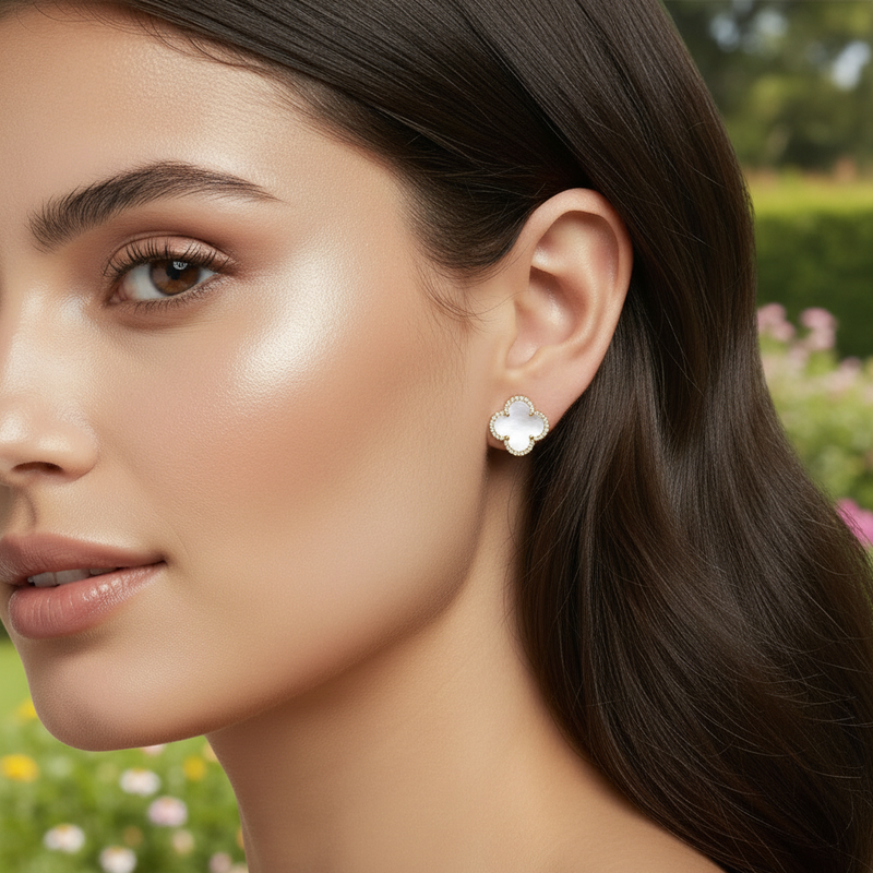 Mother of Pearl Clover Earrings