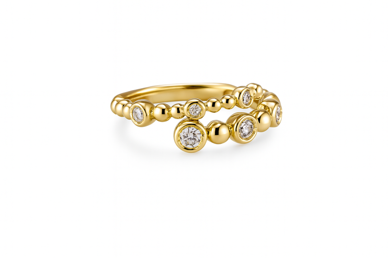 Beaded Diamond Bezel ByPass Ring